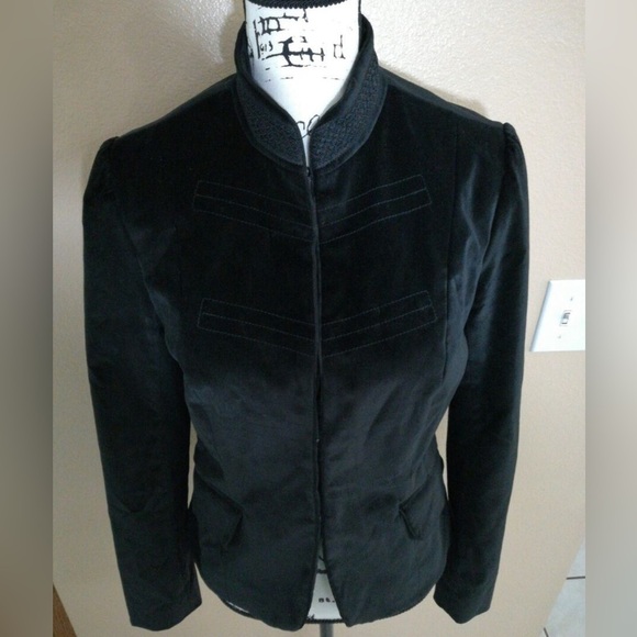 Mossimo Supply Co. Jackets & Blazers - Mossimo Jacket Blazer Black Velvet Embroidered Stretch Lined Long Sleeve Women